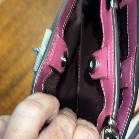 Coach Mini Lane color block mini Bag  monogram, brown/tan Peach & raspberry NWOT - Picture 11 of 17